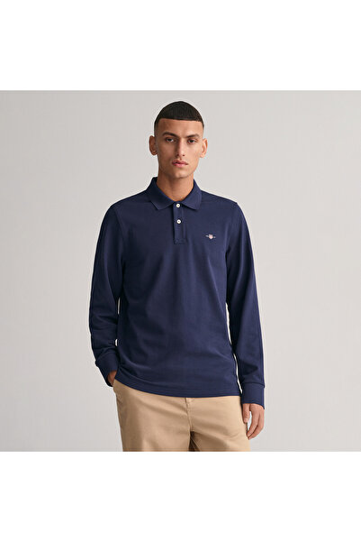 Gant Erkek Lacivert Regular Fit Uzun Kollu Polo