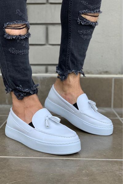 Shine Leather Knack 717 White - Pantofi clasici sport casual