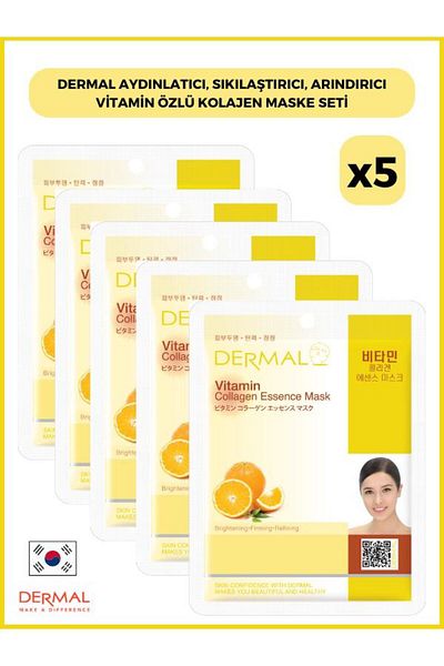 Dermal 23gr 5 Pieces - Brightening, Firming and Purifying Collagen Mask with Vitamin Extract