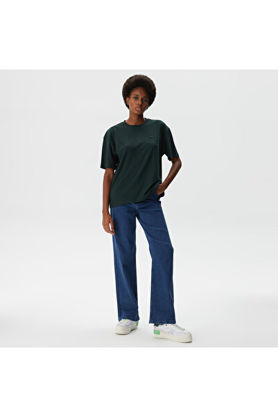 Lacoste Kadın Relaxed Fit Bisiklet Yaka Koyu Yeşil T-Shirt