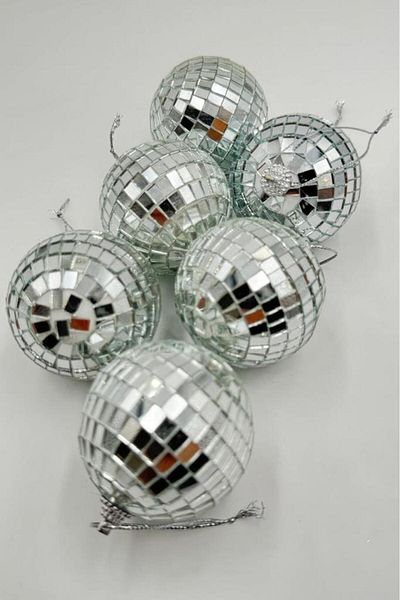BeySüS Πρωτοχρονιάτικο Στολίδι Καθρέφτης Pine Tree Disco Ball - Σετ 6 τεμαχίων 5 cm