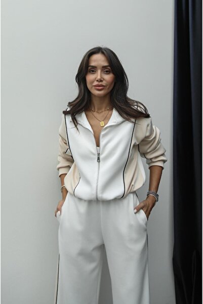 Havoş Ecru Butte Front Zippered Tracksuit Set