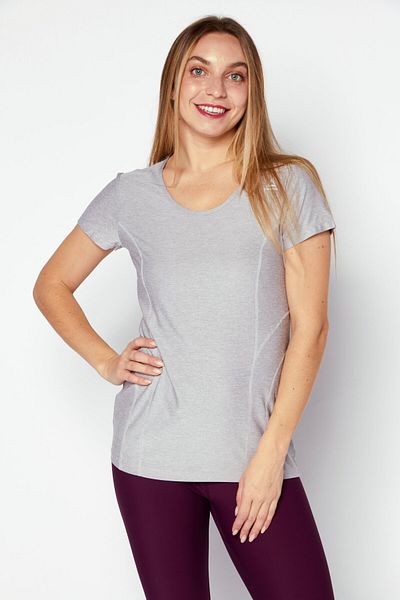 Reebok Women Sportswear Fit Short Sleeve Outdoor Tops, Silver