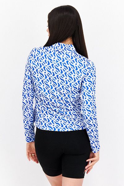 Gottex Women Sportswear Fit Allover Print Long Sleeve Training Top, Blue