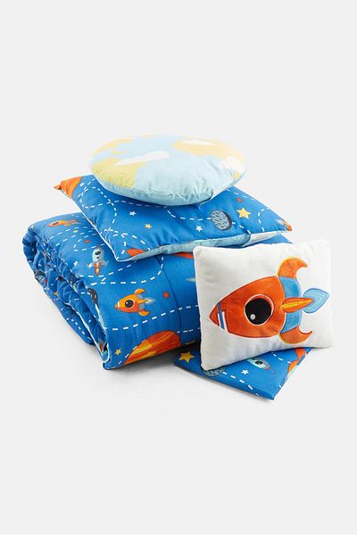 In Between 6 Pieces Full Graphic Comforter Set 193 X 228 Cm, Blue Combo