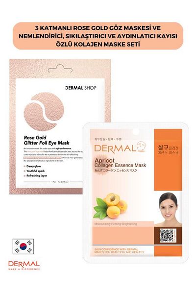 Dermal Rose Gold 3-layer Eye Mask - Moisturizing, Firming and Brightening Apricot Extract