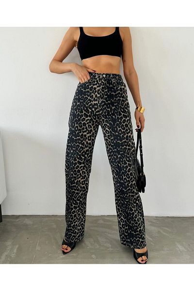 Pubi Palazzo Model Wide Leg High Waist Women's Trousers