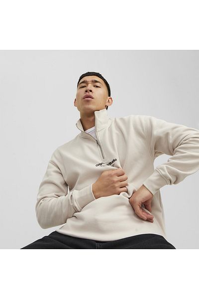 Jack & Jones Μπεζ φούτερ Jorvesterbro - Quarter Zip, μοντέλο Hn Noos