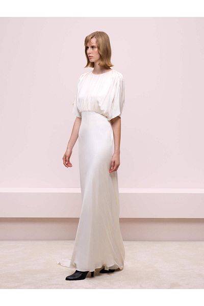 BAQA Ecru Stone Detailed Silk Dress