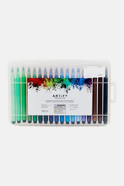 Artify 36 Watercolor Brush Markers, White
