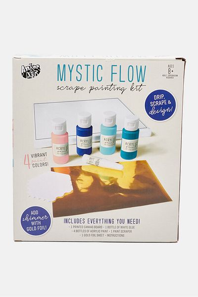 Anker 4 Vibrant Paint Colors Mystic Flow Scrape Painting Kit, White Combo
