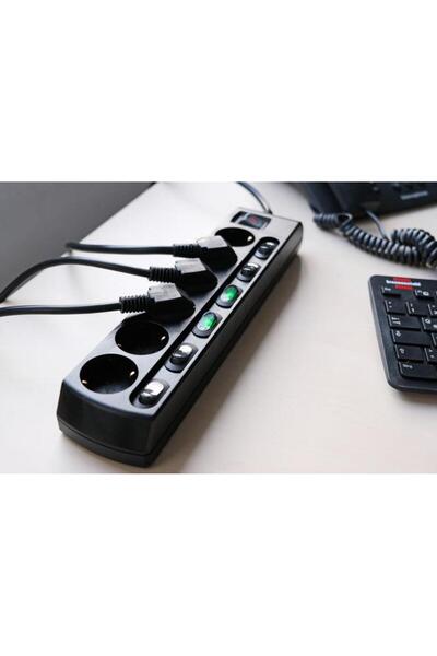 Brennenstuhl 6 Anahtarlı 6 Soketli Güç Şeridi Priz 2 Metre Siyah