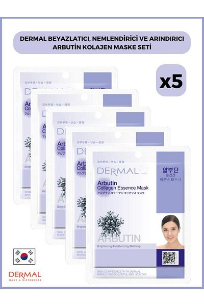 Dermal 23gr 5 Pieces Arbutin Collagen Mask - Whitening, Moisturizing and Purifying