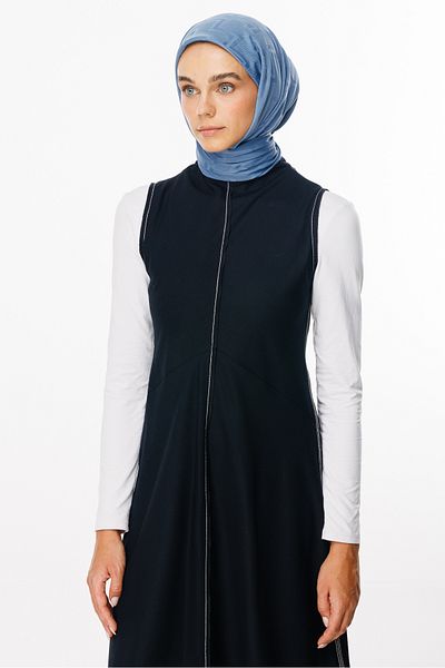 Mooncorn Μεταξένιο ζακάρ κασκόλ με μοτίβο Sky Blue Viora