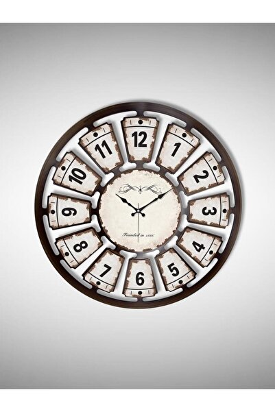 Galaxy 732-13 Premium Serisi Eskitme Görselli 70 cm Duvar Saati Kahve