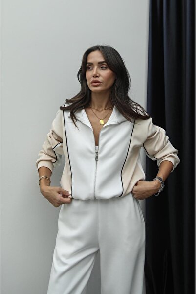 Havoş Ecru Butte Front Zippered Tracksuit Set
