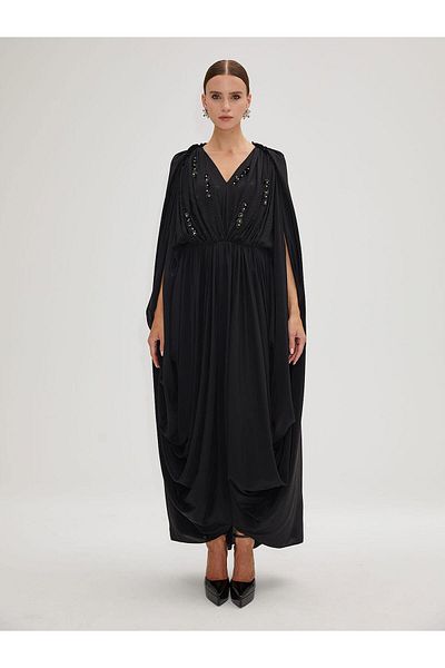 BAQA Bead Detailed Black Dress