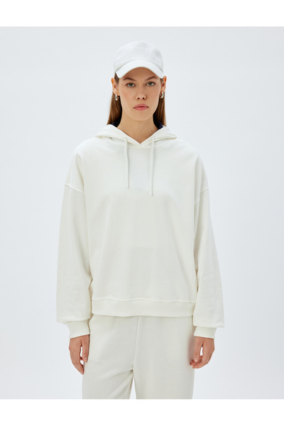 Koton Φούτερ με μακρύ μανίκι από βαμβακερό κορδόνι με κουκούλα