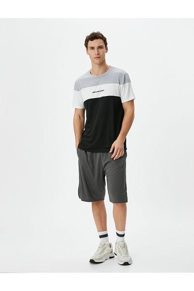 Koton Αθλητικό T-Shirt Color Block με κοντό μανίκι Crew λαιμόκοψη