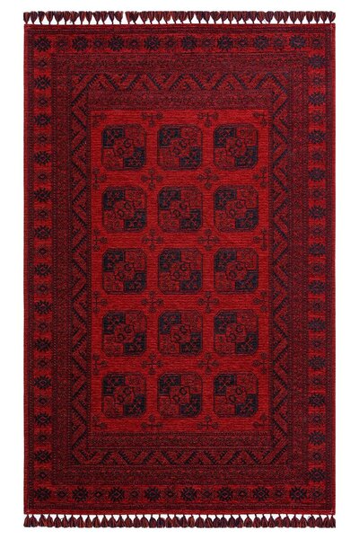 Eko Halı BUHARI BHR 01 RED Afgan / Yağcıbedir Desenli Hav Toz Vermez Yıkanabi...