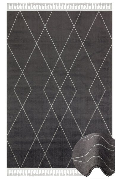 Eko Halı URBAN URB 02 BLACK GREY Etnik Desenlere Sahip Hav Toz Vermez Yumuşak...
