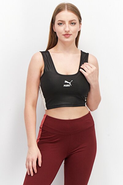 Puma Women Tight Fit Sleeveless Training Crop Top, Black Combo