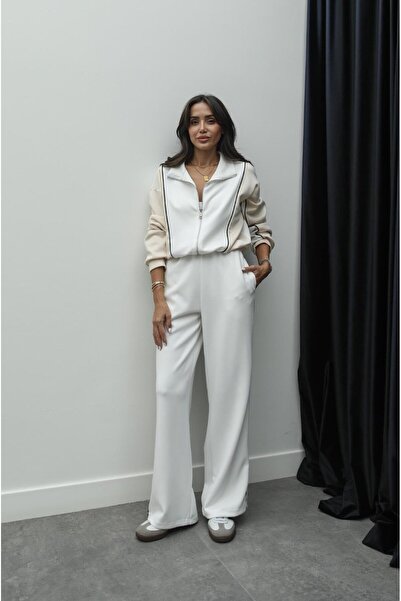 Havoş Ecru Butte Front Zippered Tracksuit Set