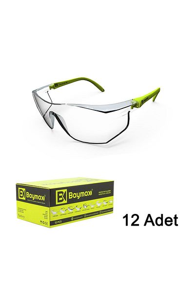 Baymax S-400 Standard Transparent Protective Burr Work Glasses (12 Pieces) - 1 Box