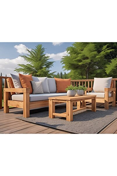 DizyWood Ahşap Takım Mobilya Oturma Grubu RAHAT VE ERGONOMİK BAHÇE BALKON VE ...