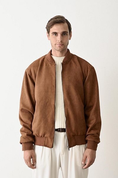 Valiberta Nubuck Lined Double Pocket Zippered Men's Jacket/Mont - Tan