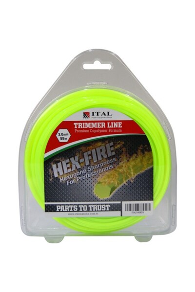 Hyundai Ital 3.00Mm 58 Mt.Altı Köşe Yeşil Tırpan Misinası Ot Çim Kesme İpi