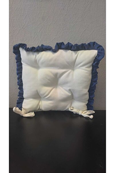 GOCCIA HOME BAHÇE BALKON FIRFIRLI SANDALYE MİNDERİ KREM-LACİVERT