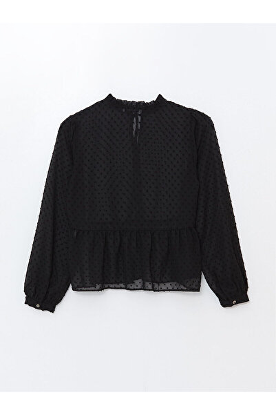 LC Waikiki Black Tie Neck Textured Women's Blouse