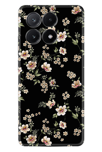 Kılıfland Xiaomi Poco X6 Pro Kılıf Boutique Baskılı Resimli Siyah Fon Çiçek P...