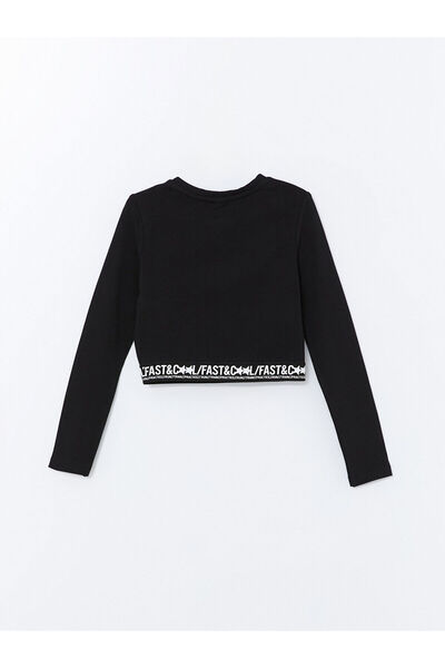 LC Waikiki Crew Neck – dívčí triko s dlouhým rukávem s potiskem