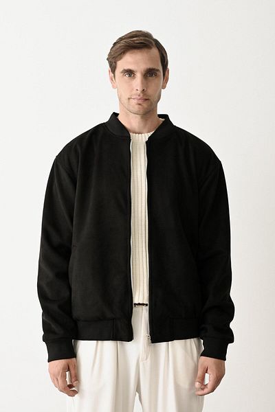 Valiberta Nubuck Lined Double Pocket Zippered Men's Jacket/Mont - Black