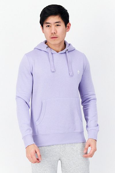 French Connection Men Hooded Front Pocket Fleece Sweatshirts, Lilac