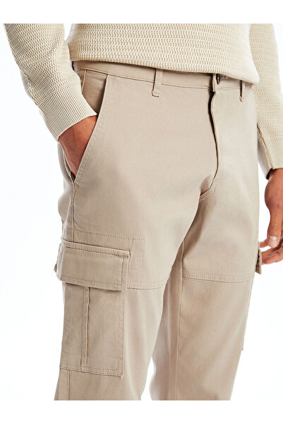 LC Waikiki Beige Slim Fit Gabardine Men's Cargo Pants