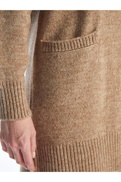 LC Waikiki Vision New Season Shawl Collar Plain Long Sleeve Women's Knitwear Cardigan