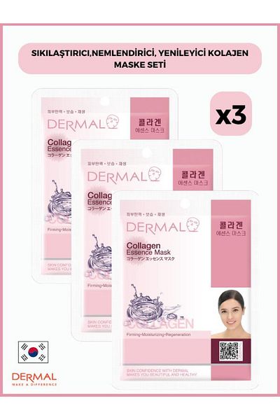 Dermal 23 Gr 3 Pieces - Firming, Moisturizing and Renewing Collagen Mask