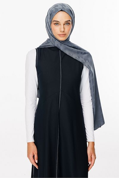 Mooncorn Smoked Houndstooth Pattern Silky Jacquard Shawl