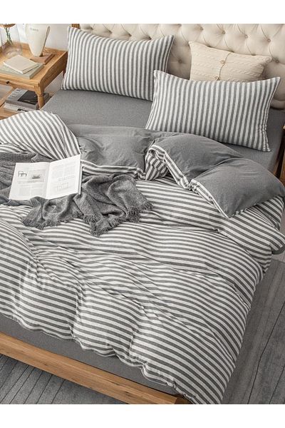 CAQQA Gray Collection Children's and Teenager's Single Cotton Elastic Bedding Set