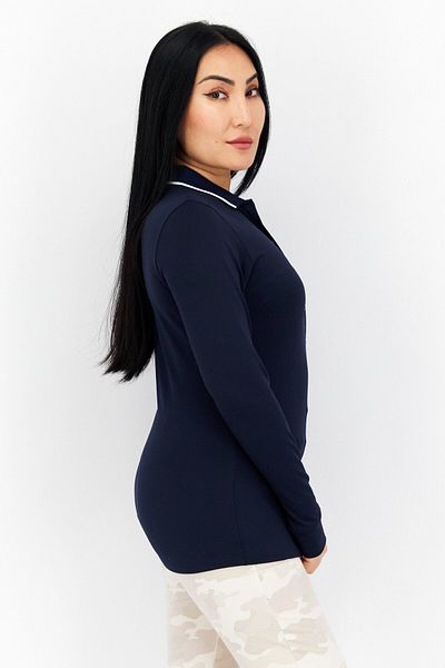 Puma Women Sportswear Fit Long Sleeve Training Polo Shirt, Navy Blue