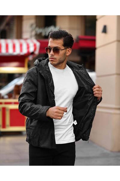 Valiberta Matte Leather Hooded Coat - Black