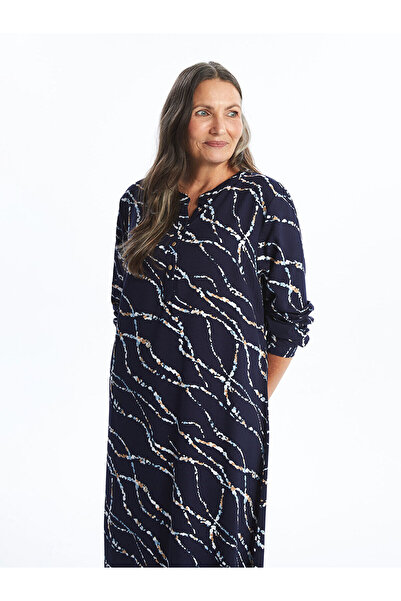 LC Waikiki Navy Blue Collar Patterned Dress