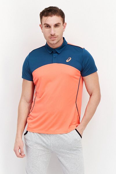 Asics Men Sportswear Fit Short Sleeve Training Polo Shirt, Coral