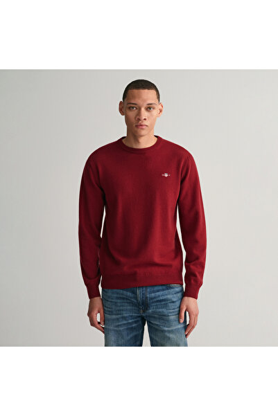 Gant Erkek Kırmızı Regular Fit Bisiklet Yaka Yün Kazak