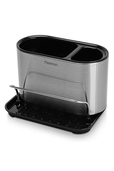 Fissman Sponge Holder Kitchen Sink Caddy Organizer with Brush Holder, Dishwashing Liquid Compartment