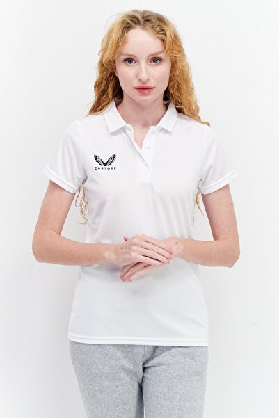 Castore Women Sportswear Fit Brand Logo Training Polo Shirt, White
