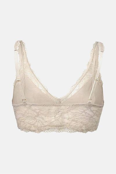 Tchibo Women Non Padded Non Wired Lace Detail Bralette, Beige